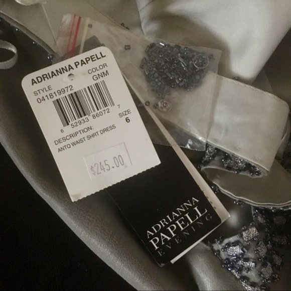 Adrianna Papell Evening Gray Beaded Sleeveless Dress Women Size 6 Formal Wedding - Picture 8 of 8